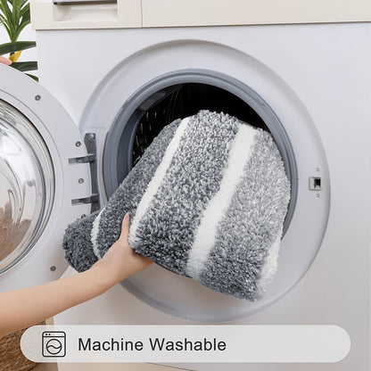 Bathroom Rugs Sets 3 Piece Bathroom Shower Rugs with U-Shaped Contour Toilet Mat   Absorbent Microfiber Plush Bath Mats Non Slip Bath Rug Machine Washable Shaggy Bath Mat   Set