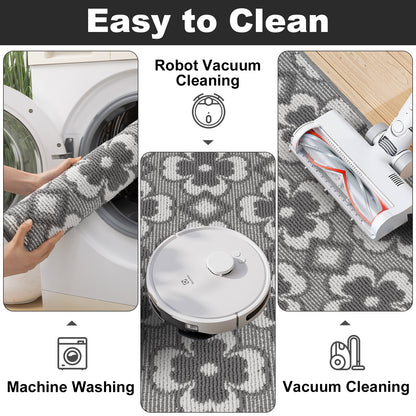 Kitchen Mat Sets 3 Piece Minimalist 3D Lattice Kitchen Floor Rugs with Non Slip Rubber Backing