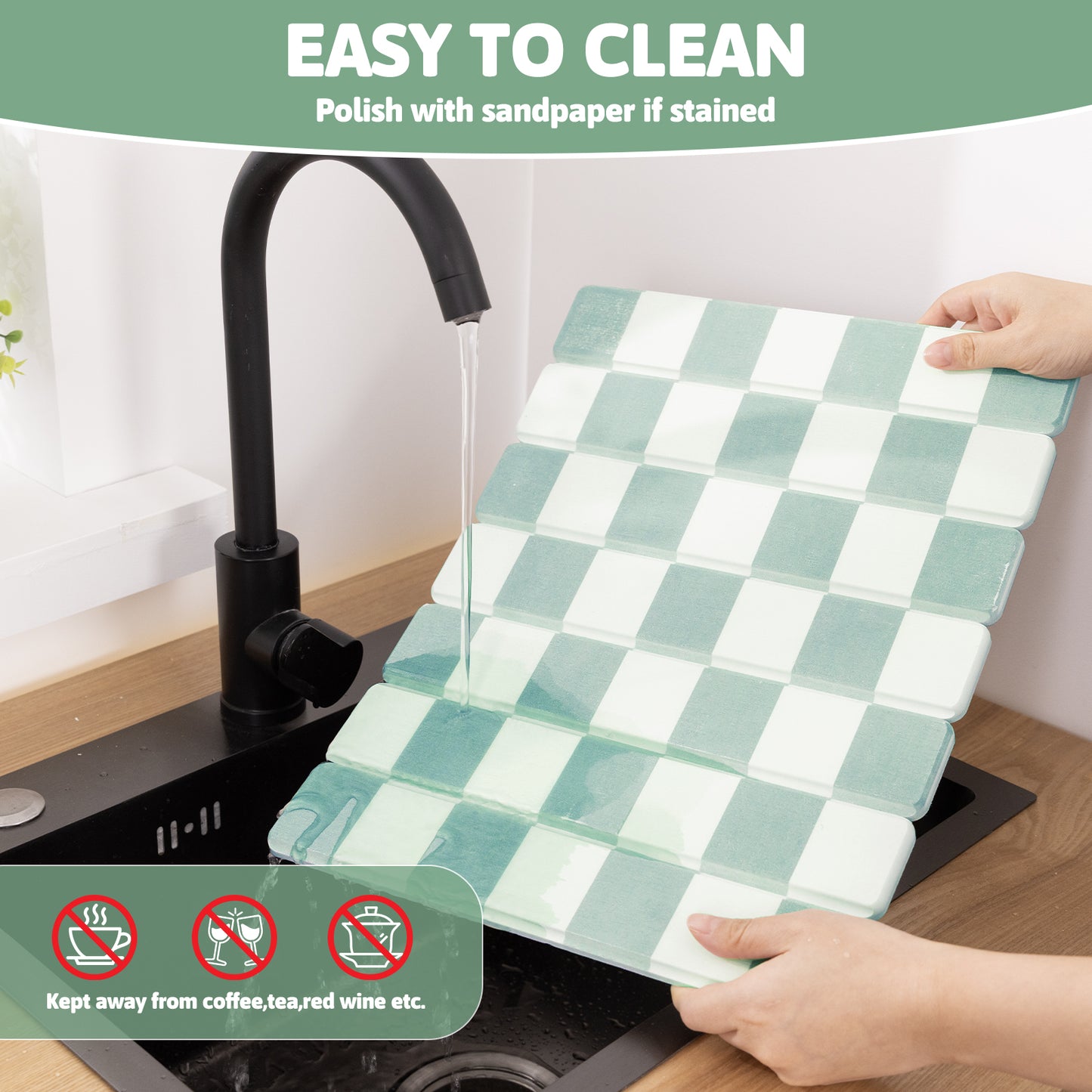 HEBE Stone Drying Mat for Kitchen Counter, Foldable Ultra Absorbent Stone Drying Mat