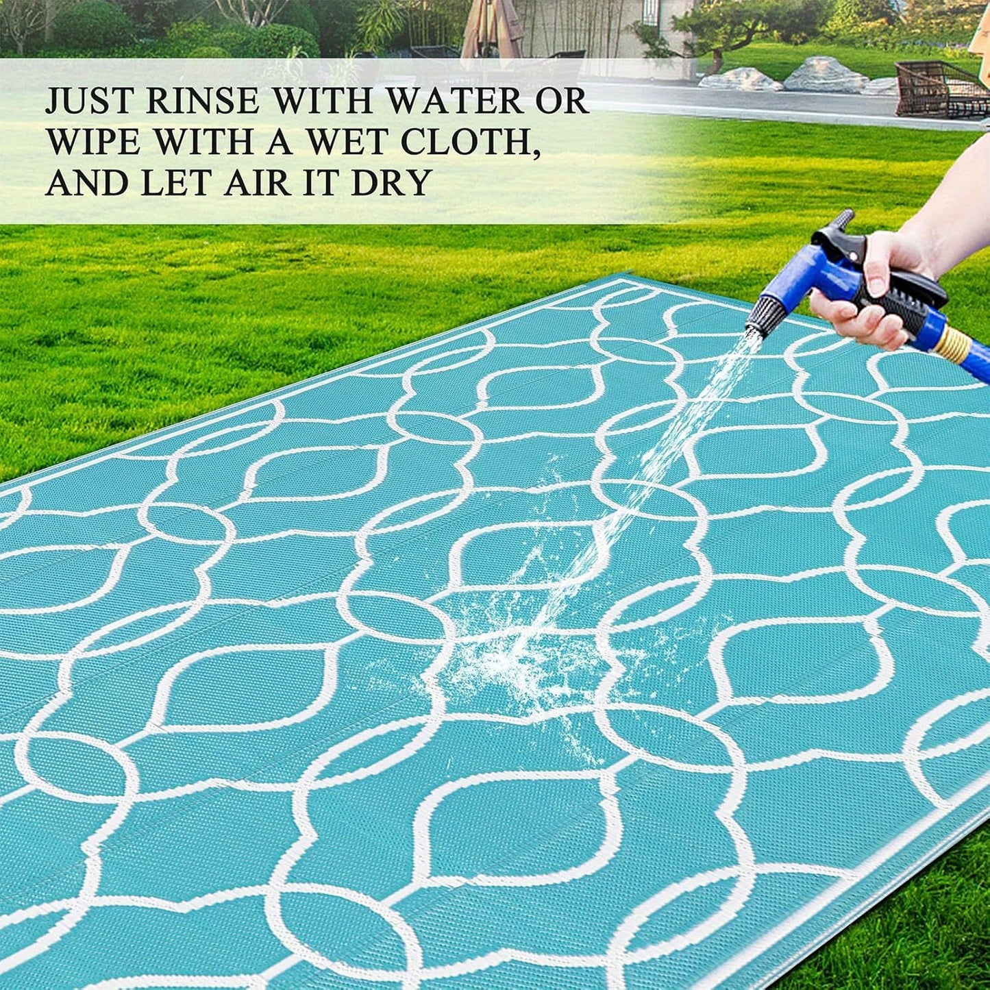 Outdoor Rug Waterproof, Reversible Plastic Straw Rug RV Camping Rug, Indoor Outdoor Patio Mat, Outside Carpet For Porch,Deck,Camper,Balcony,Backyard,Picnic