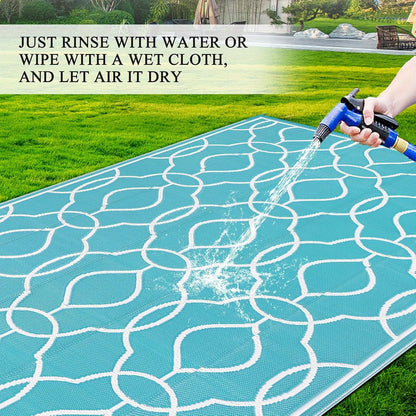 Outdoor Rug Waterproof, Reversible Plastic Straw Rug RV Camping Rug, Indoor Outdoor Patio Mat, Outside Carpet For Porch,Deck,Camper,Balcony,Backyard,Picnic
