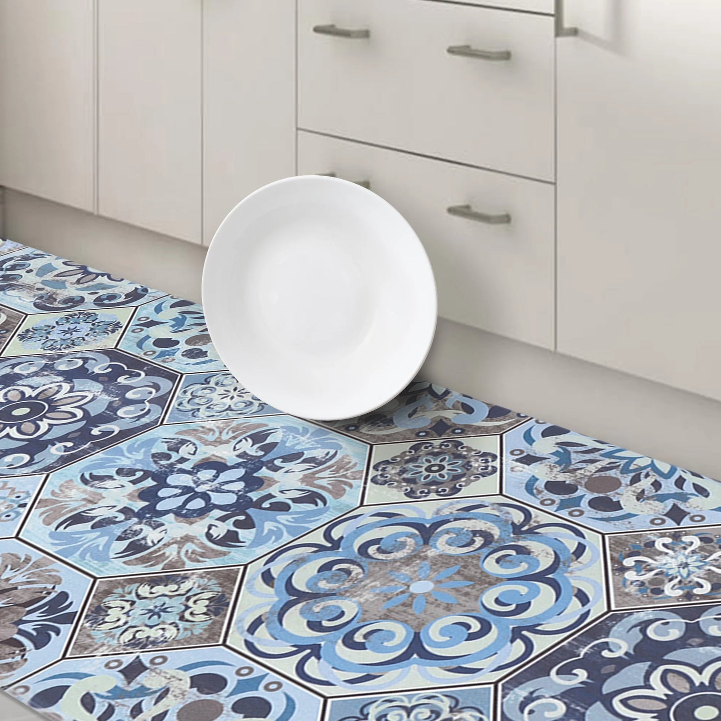 HEBE Boho Kitchen Rug Set of 2, Non-Slip Anti-Fatigue Waterproof Cushioned Mat for Kitchen, Dining & Laundry Room, 18"x30"+18"x48"