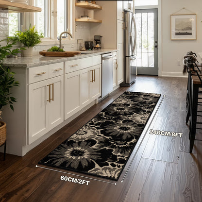 HEBE Runner Rug for Hallway,Non-slip Machine Washable Runners Flower Floor Mats Low Pile Carpet Rug Runner with Rubber Backing