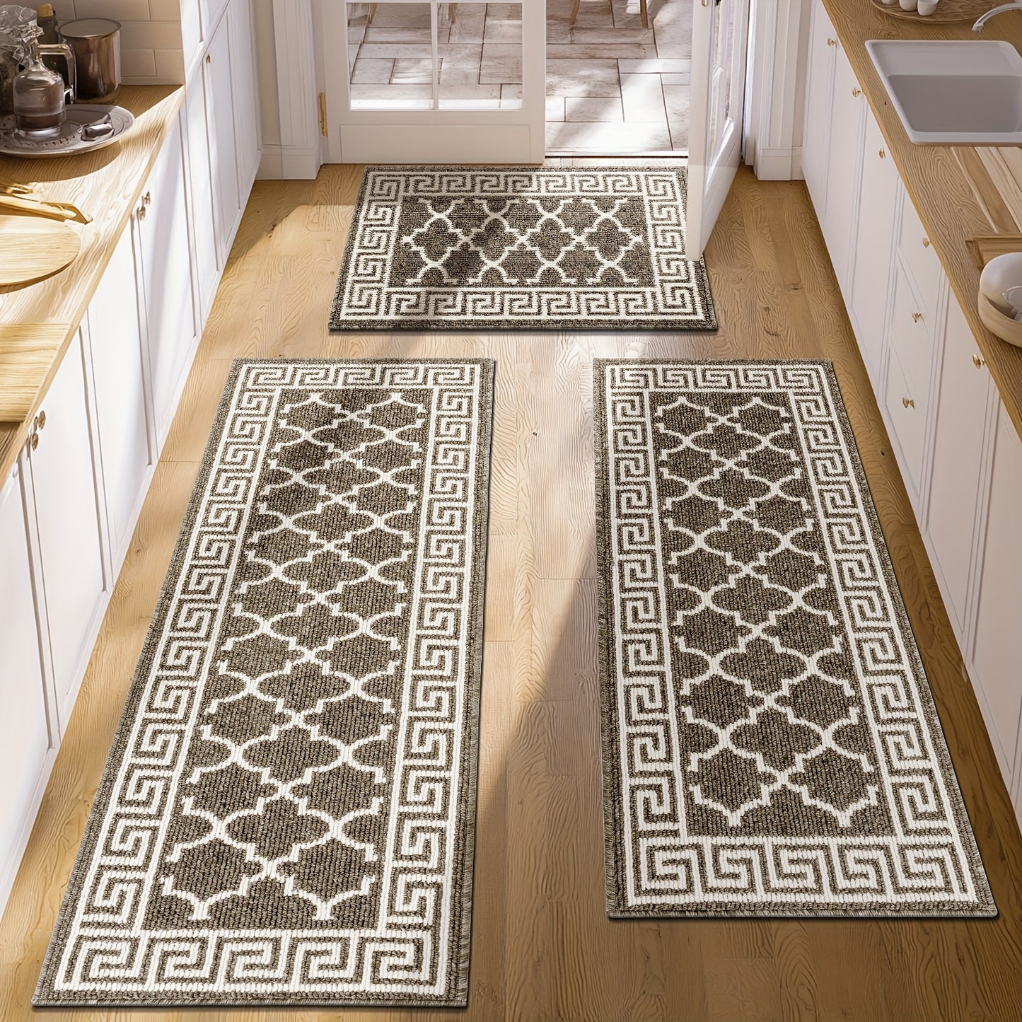 Kitchen Mat Sets 3 Piece Water Absorbent Kitchen Floor Rugs Non Slip Entrance Runner Rugs