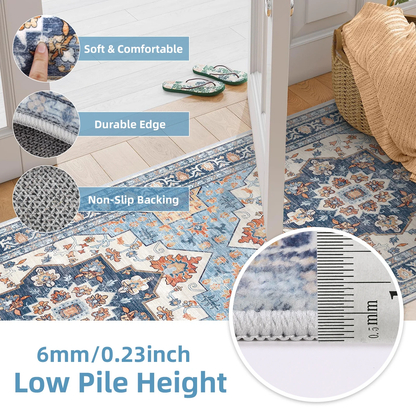 HEBE 3pcs Kitchen Rugs Set,Washable Boho Farmhouse Kitchen Mats