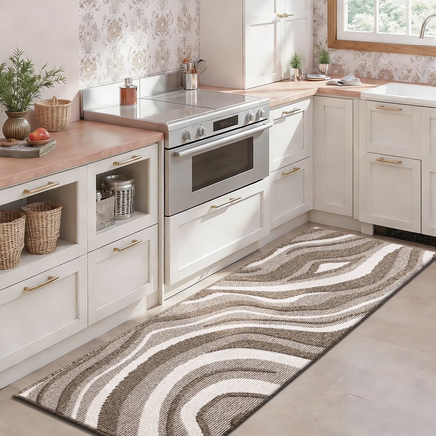 HEBE Runner Rugs for Hallway, 2'x6' Abstract Rug Carpet, Washable Non Slip Floor Mat for Kitchen Laundry Room Entryway