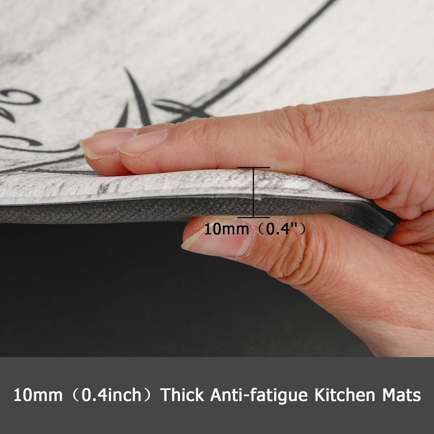 HEBE Anti Fatigue Kitchen Mat Set of 2 Non Slip Cushioned Kitchen Mats for Floor Waterproof Farmhouse Kitchen Rugs and Mats Set Comfort Standing Desk Mat Carpet for Sink,Office,Laundry