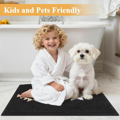 HEBE Boho Bathroom Rugs Set 3 Piece, Non Slip Washable Bath Mat Set, Ultra Absorbent Microfiber Bathroom Mats with U-Shaped Contour Toilet Rug