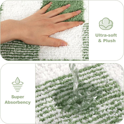 Checkered Bathroom Rug Sets 5 Piece, Non-Slip Ultra Absorbent Microfiber Bath Mats