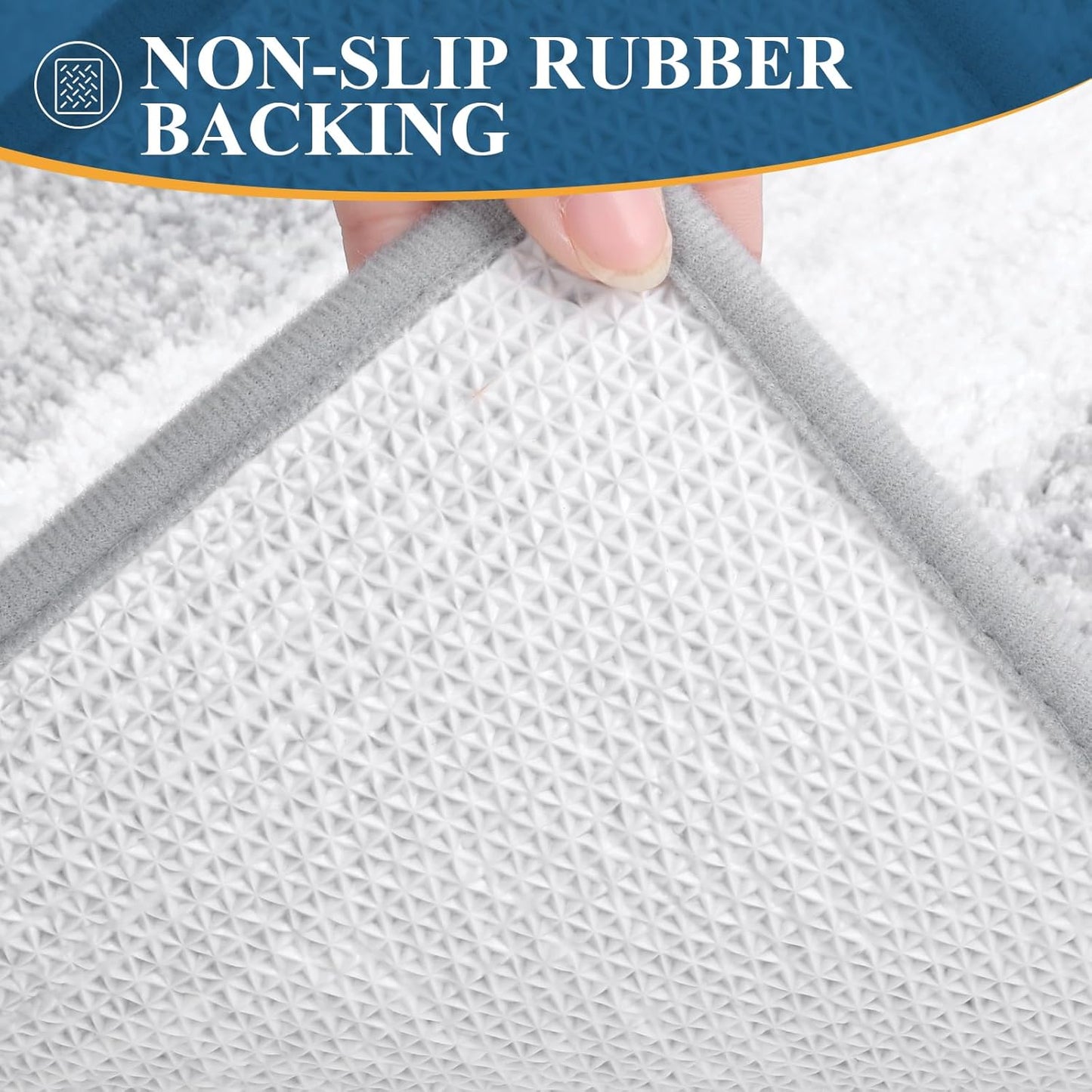 HEBE Microfiber Bathroom Rugs Sets 3 Piece, Non Slip Bath Rugs for Bathroom, Absorbent Plush Shaggy Bath Mat with U-Shaped Contour Toilet Mat Machine Washable