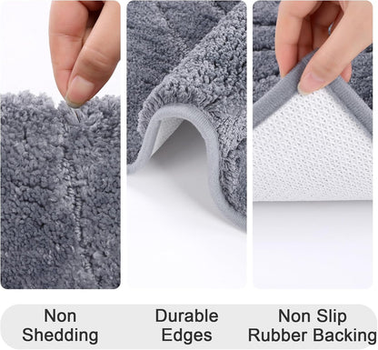 HEBE Bathroom Rugs Sets 5 Piece, Soft Absorbent Microfiber Bath Mat for Bathroom, Non Slip Washable Bath Rug Set with Toilet Cover, Bath Runner and U-Shaped Contour Toilet Rug