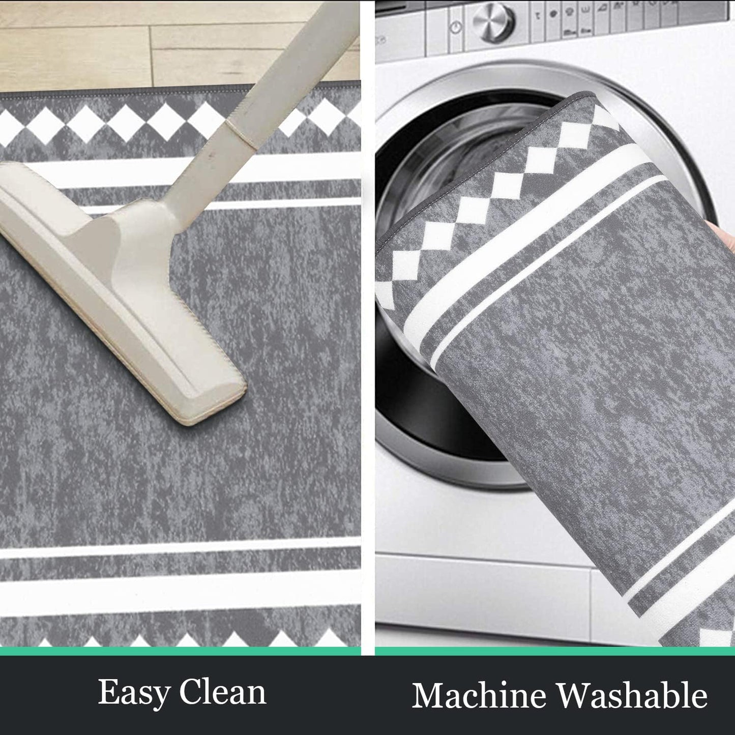 HEBE Farmhouse Kitchen Rugs Sets of 3 Non Slip Washable Boho Kitchen Rugs and Mats for Floor Kitchen Runner Rug