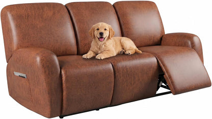 HEBE Recliner Couch Covers Washable Waterproof, Oversized Leather Like Stretch Recliner Sofa Slipcovers, Reclining Chair Cover Protector Stay in Place for Kids Pets