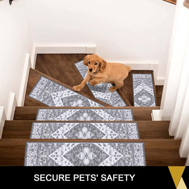 HEBE Carpet Stair Treads for Wooden Steps Indoor 15 Pack Non Slip Stair Step Treads