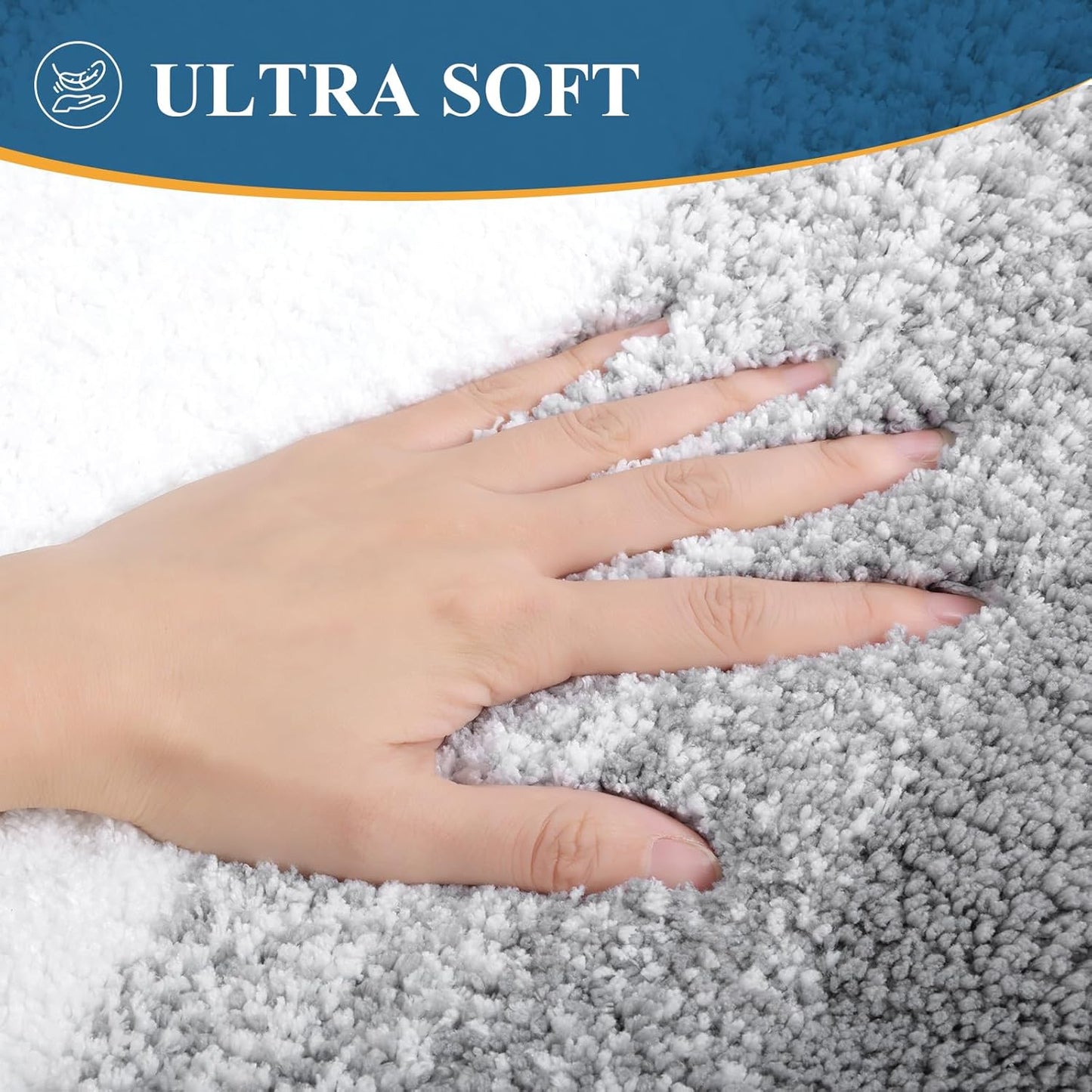 HEBE Microfiber Bathroom Rugs Sets 3 Piece, Non Slip Bath Rugs for Bathroom, Absorbent Plush Shaggy Bath Mat with U-Shaped Contour Toilet Mat Machine Washable