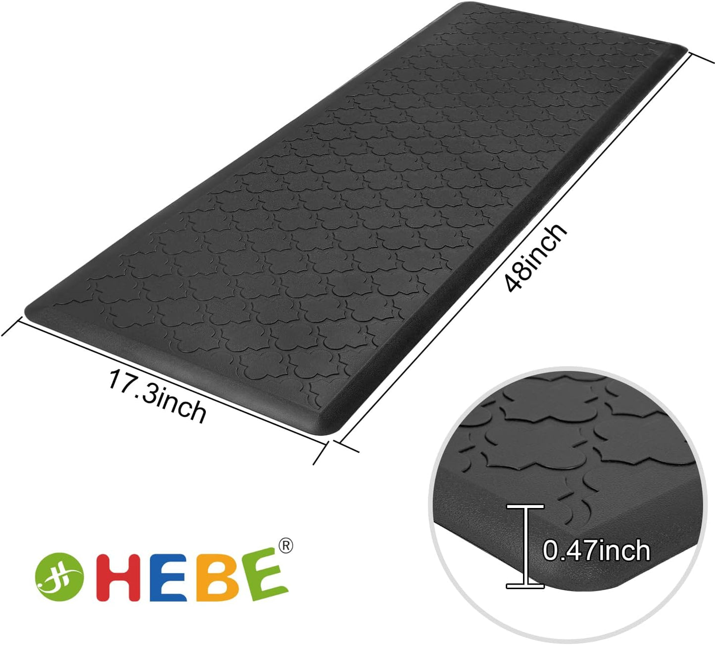 HEBE Kitchen Mat Cushioned Anti Fatigue Kitchen Floor Mat Runner Non Slip Kitchen Mats for Floor Waterproof Kitchen Rugs and Mats Comfort Mat for Standing Desk,Sink,Laundry
