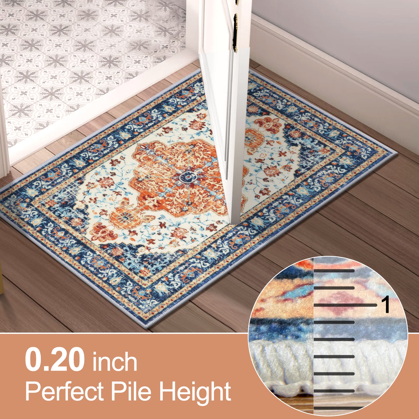 Washable Kitchen Runner Rug Vintage Farmhouse Non Slip Accent Carpet Runner Set of 3 Grey