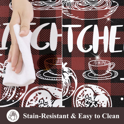 HEBE Anti-Fatigue Kitchen Rug Set of 2, Non-Slip Waterproof Cushioned Mats
