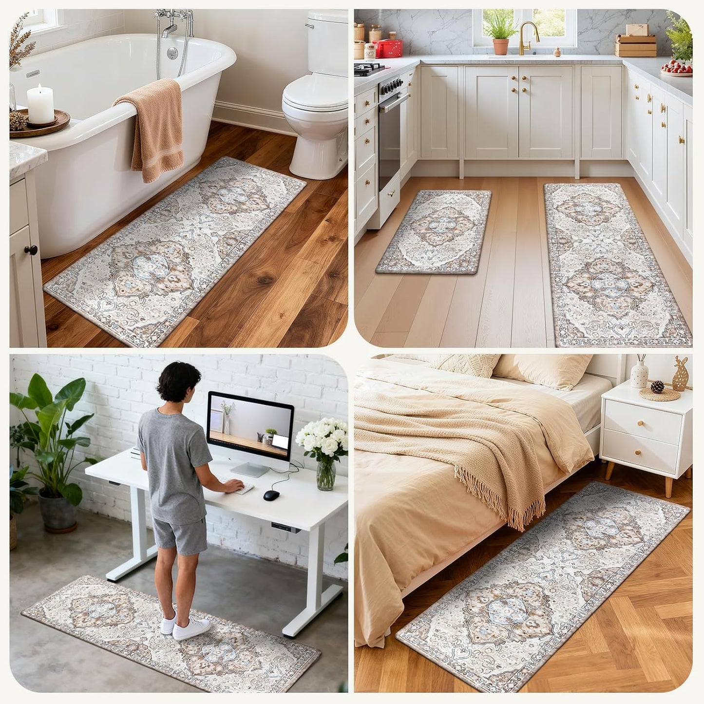 Anti Fatigue Kitchen Rugs Sets of 2 Cushioned Kitchen Mats for Floor Waterproof Kitchen Mat Set Non Slip Comfort Standing Mat for Kitchen, Office, Sink, Laundry