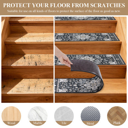 HEBE Carpet Stair Treads for Wooden Steps Indoor 15 Pack Non Slip Staircase Step Treads