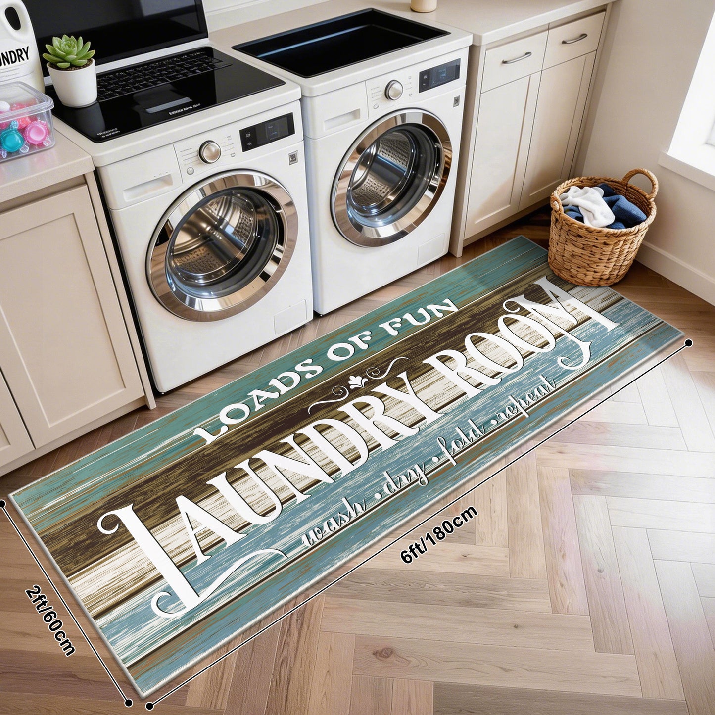 Laundry Room Rug 2'x6' Farmhouse Washable Non Slip Pet Friendly Laundry Floor Mat