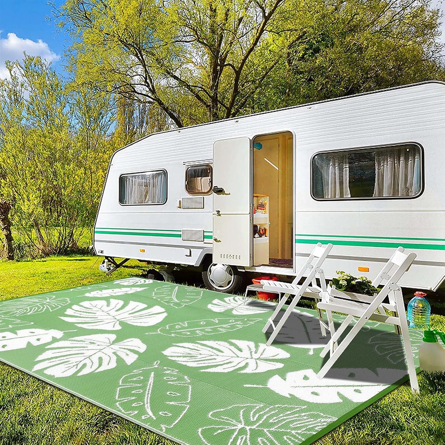 Outdoor Rug  for Patios Waterproof Clearance Reversible Patio Mat Plastic Straw Rug RV Camping Mat Outside Area Rug Carpet for Camping RV,Porch,Deck,Balcony,Camper,Backyard