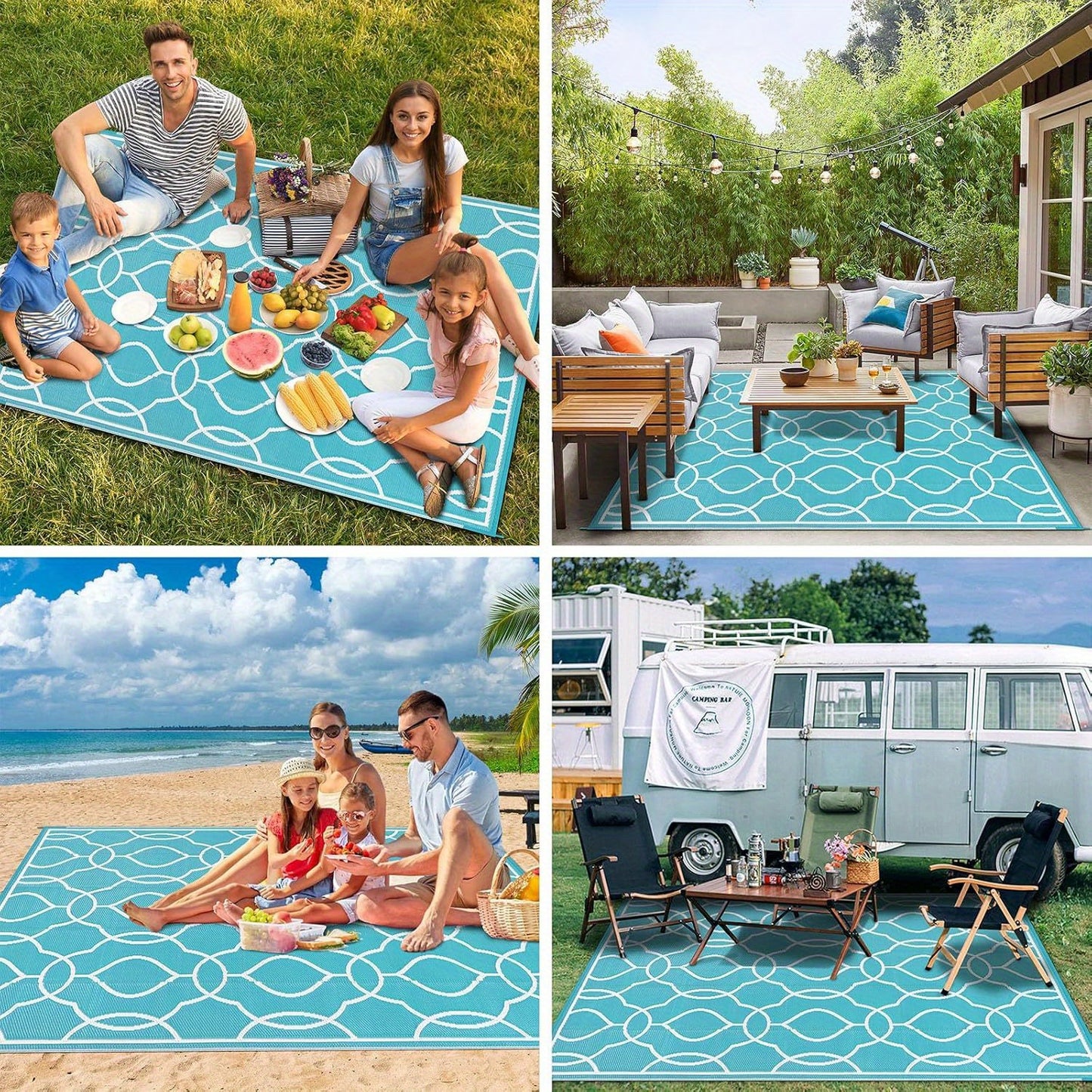 Outdoor Rug Waterproof, Reversible Plastic Straw Rug RV Camping Rug, Indoor Outdoor Patio Mat, Outside Carpet For Porch,Deck,Camper,Balcony,Backyard,Picnic