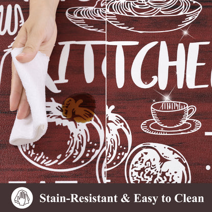 HEBE Anti-Fatigue Kitchen Rug Set of 2, Non-Slip Waterproof Cushioned Mats