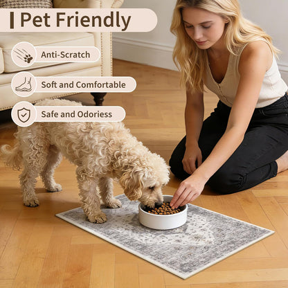 Washable Pet Bowl Mats Boho Non-Slip Feeding Mat
