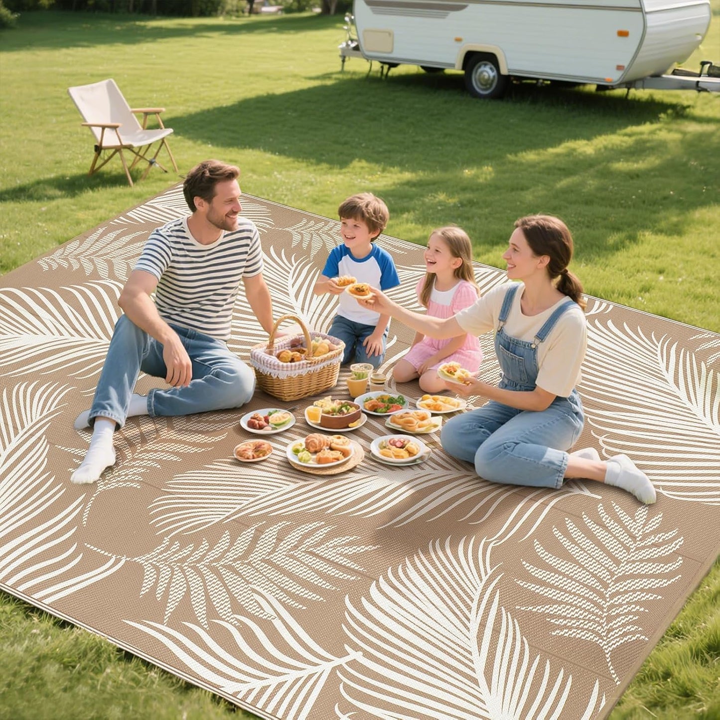 Waterproof Outdoor Rug  Reversible Plastic Straw Patio Camping Rug, Indoor Outdoor RV Mat Carpet for Deck, Camper, Porch, Balcony, Backyard, Picnic