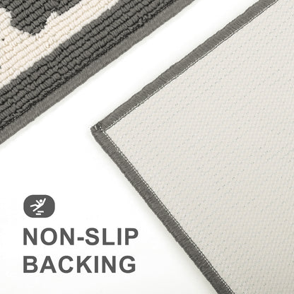HEBE High-low Pile Non-slip Kitchen Mat Runner Rug (Set of 2--20"x32"+20"x60")