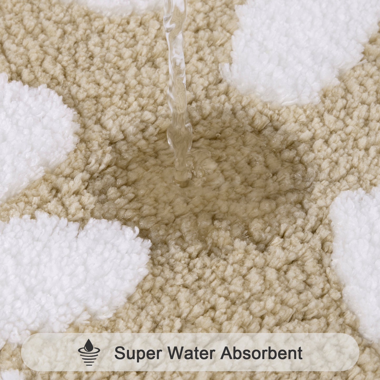 HEBE Boho Bathroom Rugs Set 3 Piece, Non Slip Washable Bath Mat Set