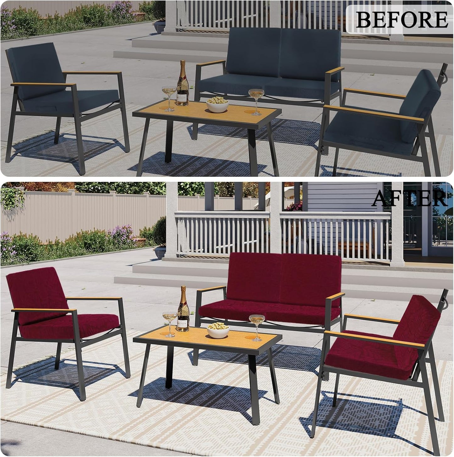 Outdoor Patio Cushion Covers Set of 10 Waterproof Stretch Seat Cushion Cover for Patio Furniture Clearance Outdoor Sofa Cushion Cover Replacement Couch Slipcovers Chair Seat Cover