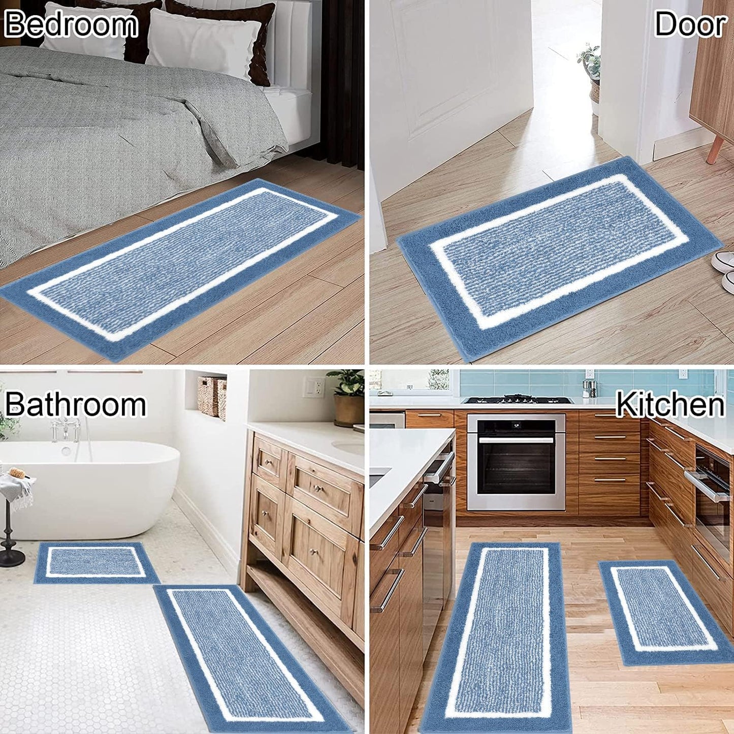 2 Piece Bath Rugs Bath Mat Set Shaggy Bathroom Mat Rug Set Non Slip Absorbent Bath Mat for Bathroom Extra Soft Machine Washable Bathroom Floor Mats