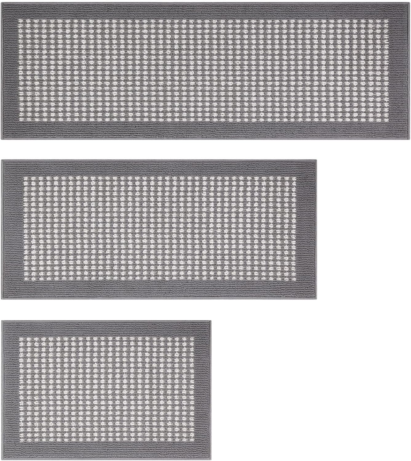 Kitchen Mat Sets 2/3 Piece Water Absorbent Kitchen Floor Rugs Non Slip Entrance Runner Rugs Farmhouse Laundry Throw mats Machine Washable Carpet Sets for Indoormat Balcony Garage