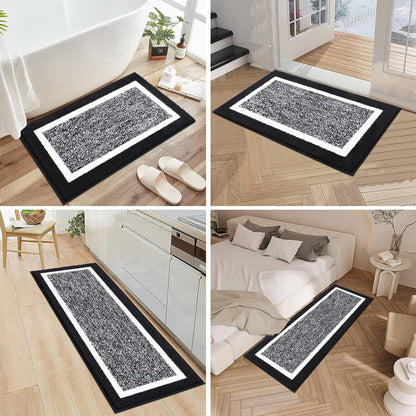 HEBE Bathroom Rug Mat Set 3 Piece, Non-Slip Ultra Soft Absorbent Bath Mat Set with U-Shaped Toilet Rug