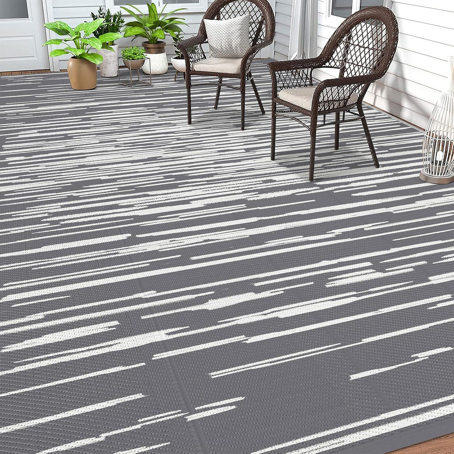 HEBE Outdoor Rug for Patios Clearance Waterproof Patio Mat Plastic Straw Rug Reversible RV Camping Tent Rug Outside Indoor Outdoor Area Rugs for RV,Deck,Beach,Balcony,Camper