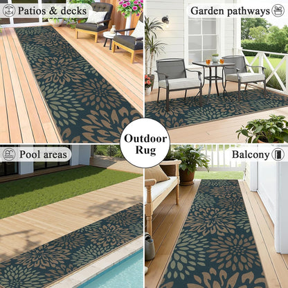 HEBE Faux Jute Runner Rug, Floral Washable Rugs Runner for Hallway, Non Slip Kitchen Runner Rug