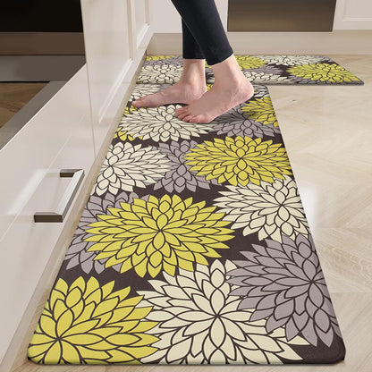 HEBE Anti Fatigue Kitchen Rugs Set of 2, Cushioned Kitchen Mats for Floor | Non Slip Washable Kitchen Runner Rug Set