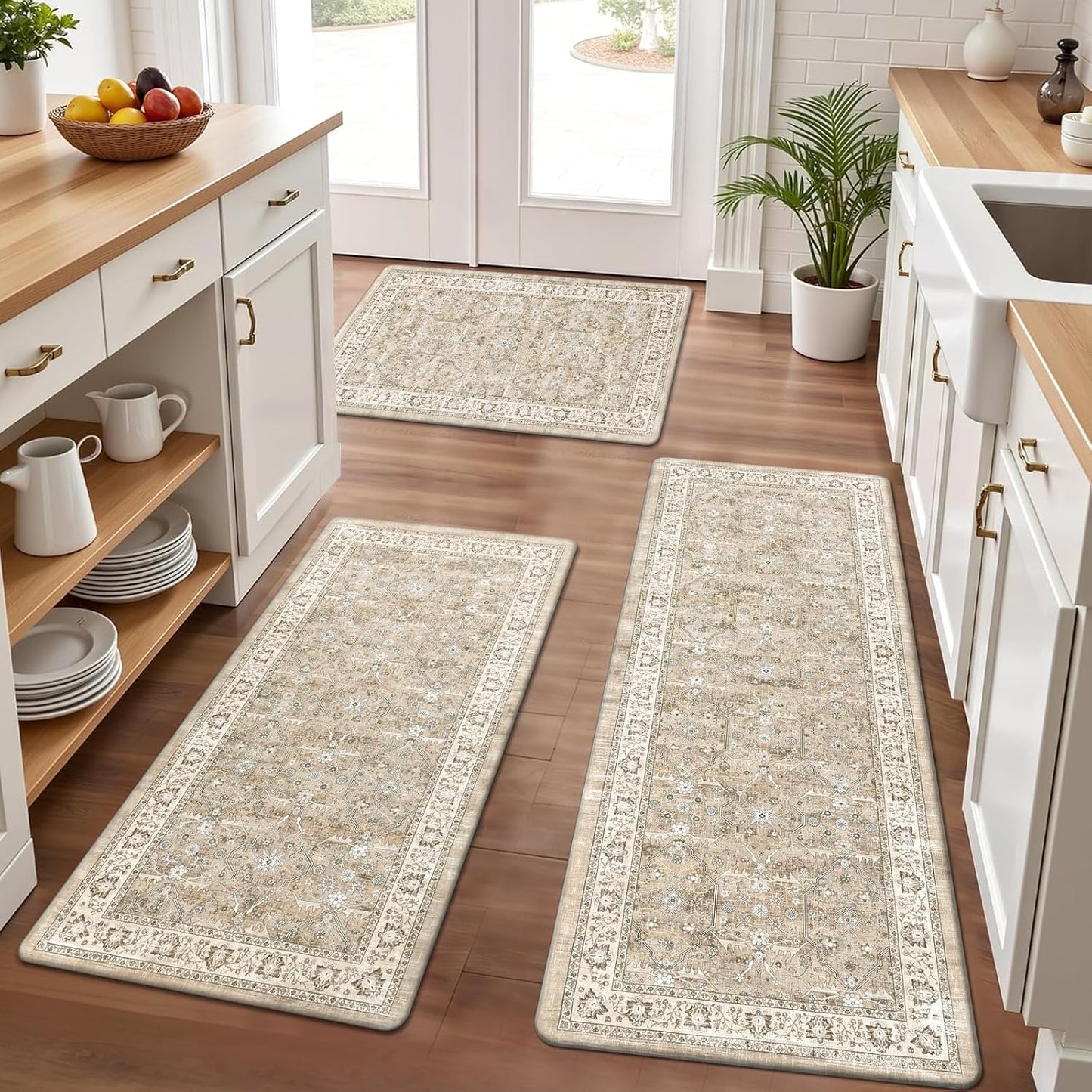 Anti Fatigue Kitchen Floor Mats Set of 3, Cushioned Rugs, Non Slip Comfort Standing Mat, PVC Foam Padded Kitchen Rugs
