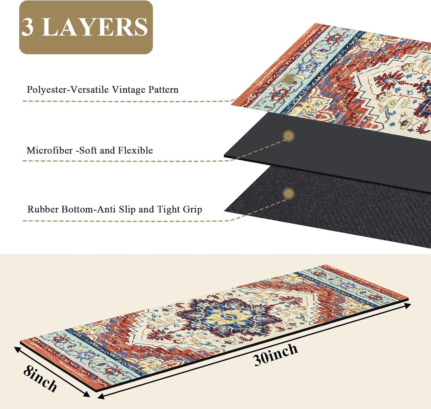 HEBE Carpet Stair Treads for Wooden Steps Indoor Rubber Staircase Step Treads Non Slip Stair Runner Mats for Dogs and Kids Stairway Grip Step Treads Carpet