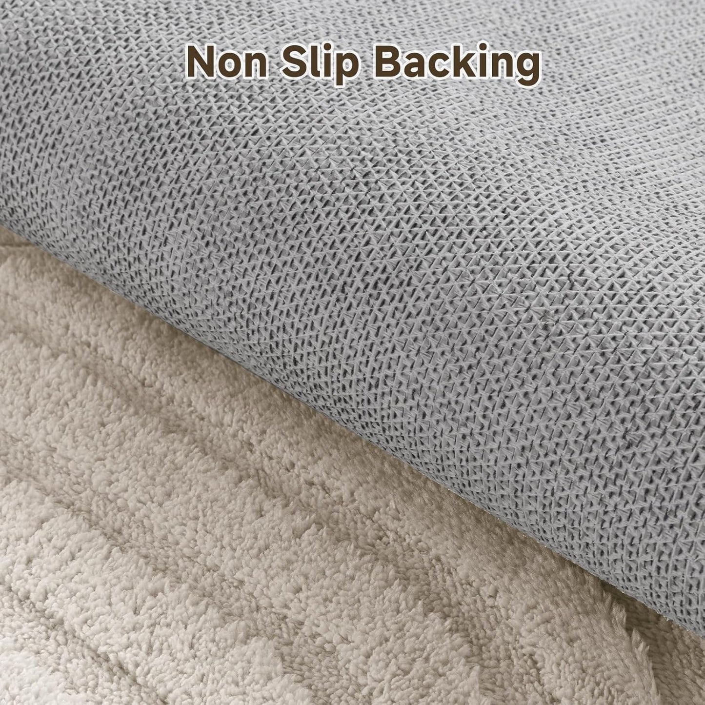 HEBE Area Rugs for Living Room, Non Slip Machine Washable Boho Neutral Modern Round Rug,Beige