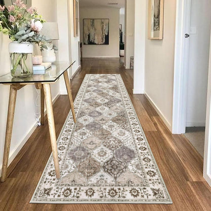 HEBE Hallway Runner Rug Washable Vintage Distressed Area Rugs Non Slip Laundry Rug Runner Boho Floor Carpet Runners for Hallways Entryway Laundry Room Kitchen Bathroom