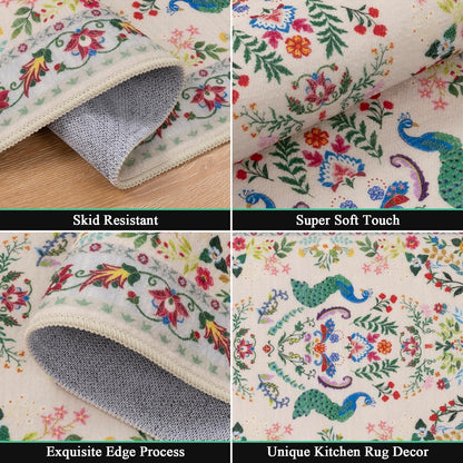 HEBE Machine Washable Non-Slip Kitchen Mat Farmhouse Kitchen Rugs Sets of 3 (20"x32"+20"x48"+20"x59")