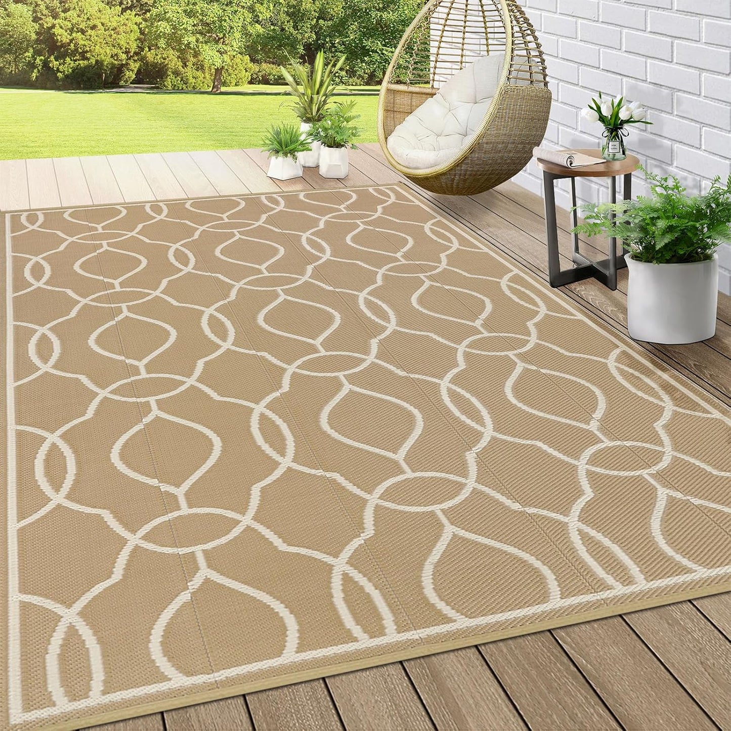 Outdoor Rug Waterproof, Reversible Plastic Straw Rug RV Camping Rug, Indoor Outdoor Patio Mat, Outside Carpet For Porch,Deck,Camper,Balcony,Backyard,Picnic