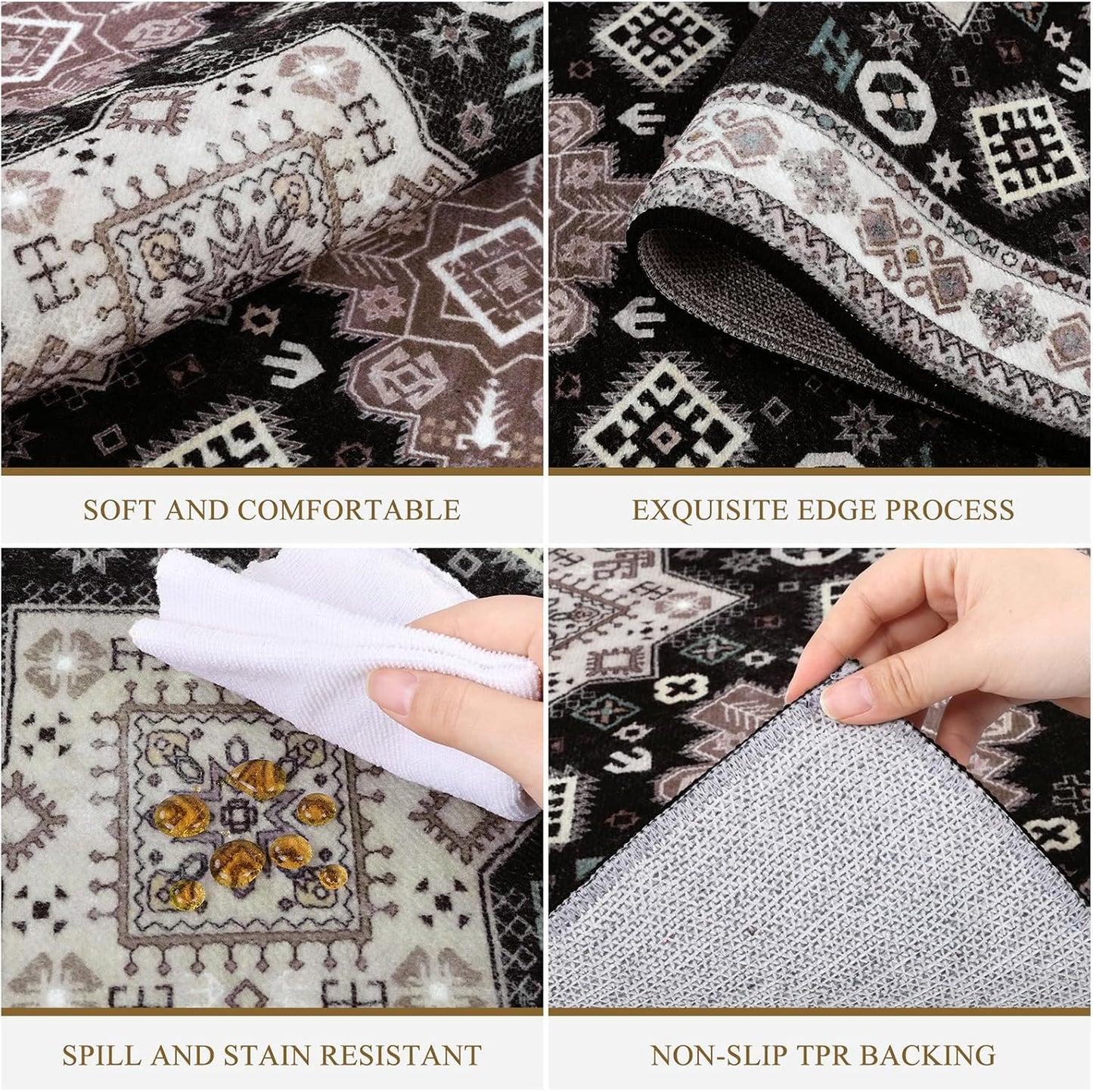 HEBE Farmhouse Kitchen Rugs Sets of 3, Kitchen Runner Rugs Non Slip Washable