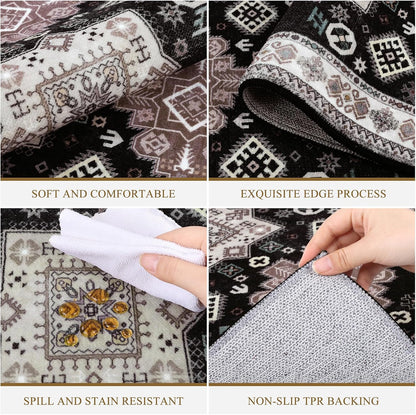 HEBE Farmhouse Kitchen Rugs Sets of 3, Kitchen Runner Rugs Non Slip Washable