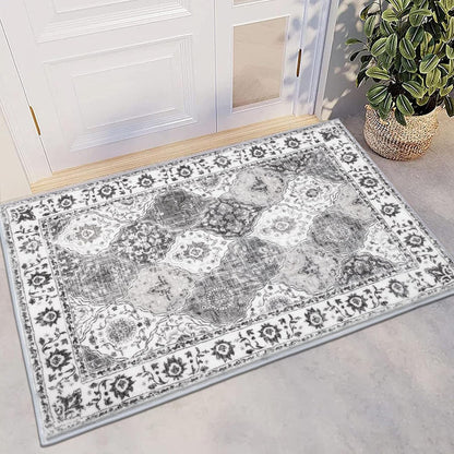 HEBE Washable Area Rug 2'x3' Non Slip Soft Distressed Medallion Bedroom Rug