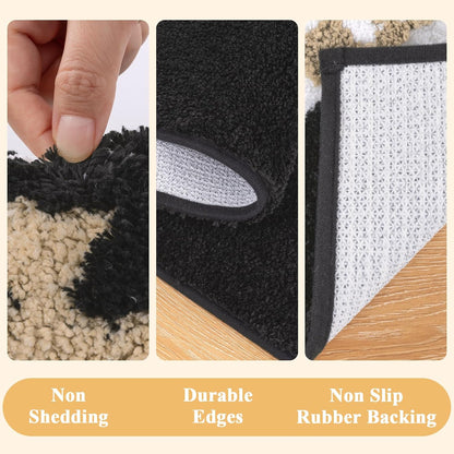 HEBE Boho Bathroom Rugs Set 3 Piece, Non Slip Washable Bath Mat Set, Ultra Absorbent Microfiber Bathroom Mats with U-Shaped Contour Toilet Rug