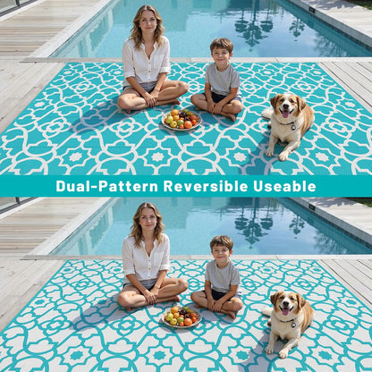 HEBE Outdoor Rug Waterproof Plastic Straw Rug Camping Rug, Reversible Outdoor Patio Rugs RV Mat Clearance, Indoor Outside Floor Carpet for Porch,Deck,Camper,Balcony,Backyard